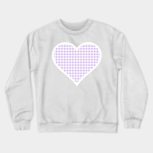 Pale Purple and White Gingham Heart Crewneck Sweatshirt